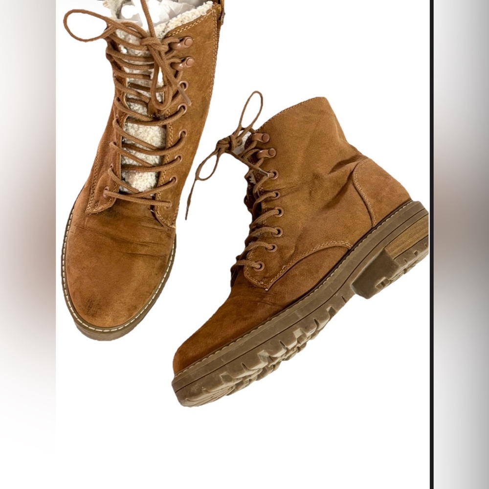 Target Tan Lace Up faux suede Women's Boots size 9